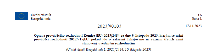 Název opravy se záhlavím Úředního věstníku, řada L.