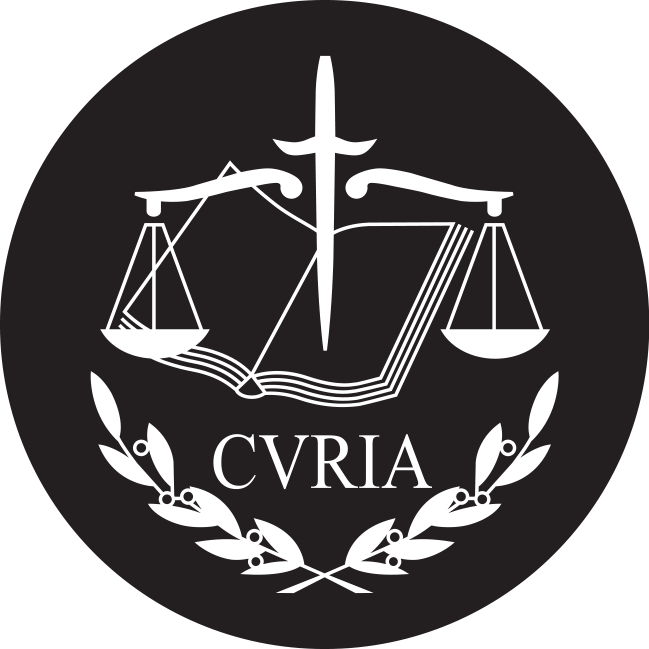 Den Europæiske Unions Domstol — logo i sort og hvid