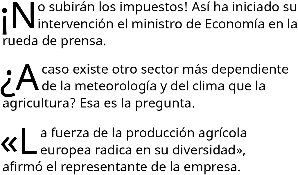 Signos de puntuación que preceden a una letra capitular